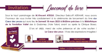 Lancement officiel du livre Le Cœur des yeux&nbsp; de Olabi Fabrice Tossa