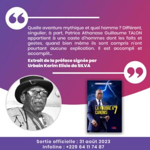Lancement officiel du livre Patrice Athanase Guillaume TALON, la foudre à sept canons (Préface et extraits du livre)