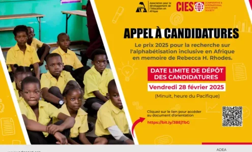 Appel à candidatures “Prix Rebecca H. Rhodes pour la recherche sur l’alphabétisation inclusive en Afrique”