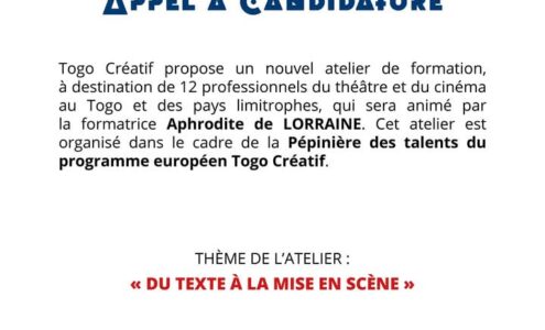 Appel à candidatures : Atelier « DU TEXTE À LA MISE EN SCÈNE »