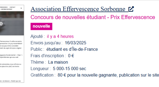 Prix Effervescence 2025 : Inscriptions ouvertes jusqu’au 16 mars 