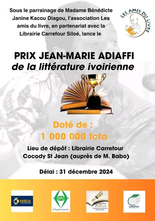 Prix Jean-Marie Adiaffi 2025 : les 10 finalistes en lice pour la consécration dévoilés