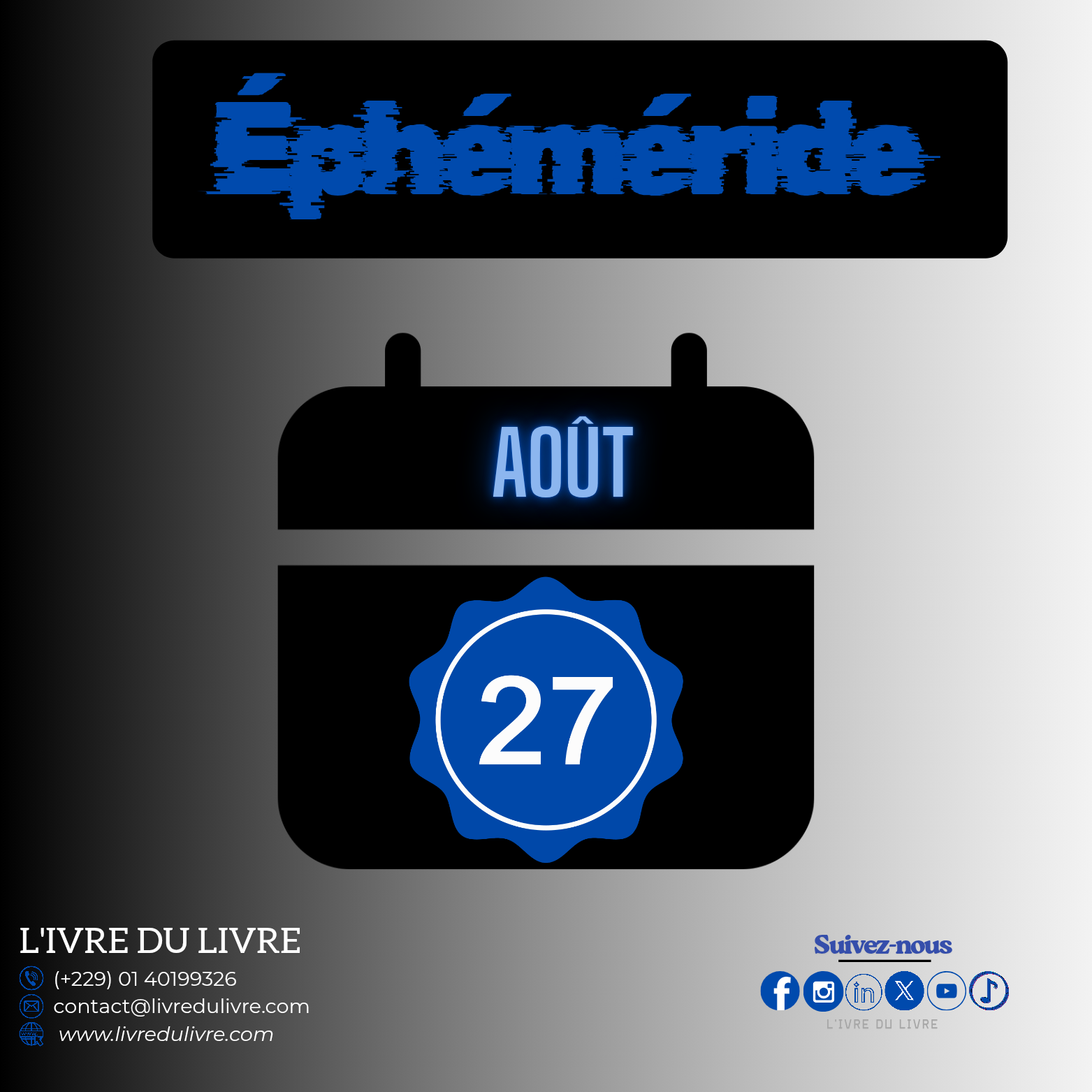 Éphéméride livresque – 27 août (jour 239)