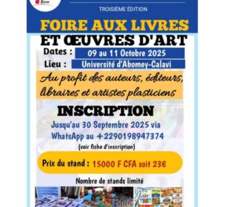 3ème édition du Festival International du Livre et des Arts Assimilés du Bénin : la foire aux livres et œuvres d’art vous ouvre ses portes