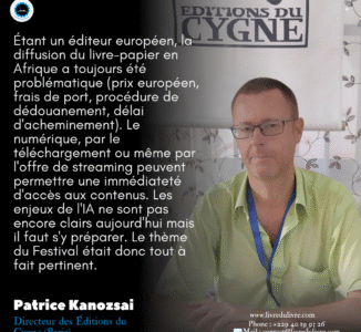 Festival International du Livre et des Arts Assimilés du Bénin 2025 : le témoignage de Patrice Kanozsai, directeur des Éditions du Cygne (Paris)