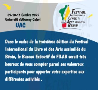FILAB 2025 : Cotonou accueille la 3ème édition du Festival International du Livre et des Arts Assimilés du Bénin du 09 au 11 octobre