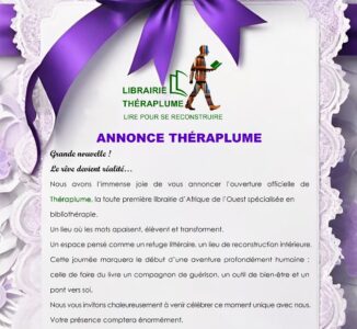 Invitation : découvrez la Librairie Théraplume le 13 décembre 2025 à Godomey